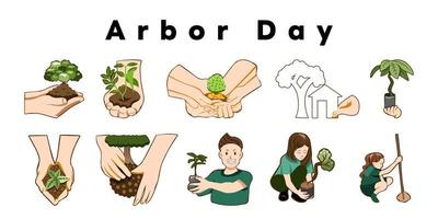 arbor day vector set colección gráfico clipart diseño