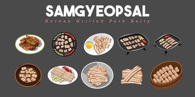 Grilled pork belly vector set collection graphic clipart design