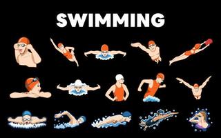 swimming vector graphic clipart design