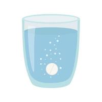 un vaso de agua con pastilla. vector