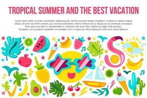 Summer vacation flat banner template vector