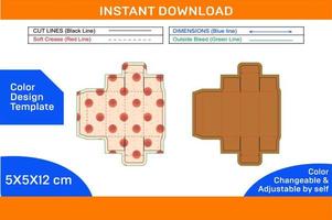 Straight tuck end paper box deline template and 3D box color changeable and editable box Color Design Template vector