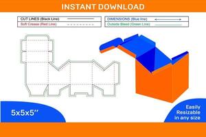 Creative gift box or surprice gift box dieline template and 3d box design easily editable resizeable Box dieline and 3D box vector