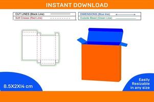 plantilla de línea de línea de caja final rte o tuck inversa y diseño de renderizado 3d línea de línea de caja editable y cambiable de color y caja 3d vector