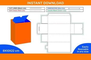 Cosmetic packaging box dieline template and 3d render vector file easily editable and resizeable Box dieline and 3D box