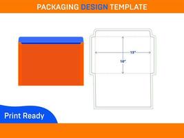 sobre de documento de embalaje plantilla dieline de 10x15 pulgadas y sobre 3d vector