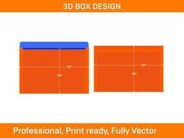 sobre de documento de embalaje plantilla dieline de 10x15 pulgadas y sobre 3d vector