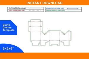 Creative gift box or surprice gift box dieline template and 3d box design easily editable resizeable Blank dieline template vector