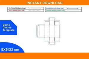 Straight tuck end paper box deline template and 3D box color changeable and editable box Blank dieline template vector