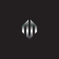 NUN Logo, Metal Logo, Silver Logo, monogram, black background vector