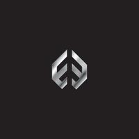 logotipo de ee, logotipo de metal, logotipo de plata, monograma, fondo negro vector