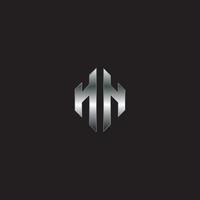 logotipo de hh, logotipo de metal, logotipo de plata, monograma, fondo negro vector