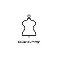 Vector sign tailor dummy symbol is isolated on a white background. icon color editable.