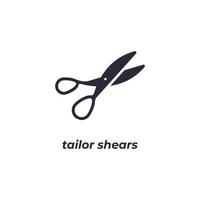 Vector sign tailor shears symbol is isolated on a white background. icon color editable.