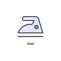 Vector sign iron symbol is isolated on a white background. icon color editable.