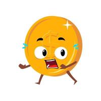 Coin mascot running scared character template vector