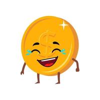 Coin mascot laughing character template vector