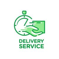 Fast Shipping Delivery Service with hands holding packages logo icons template with flat design outline style vector