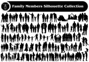 family members silhouette Vector Collection