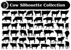 colección de vectores de silueta de vaca animal