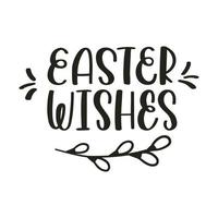 Easter wishes. Calligraphy Hand Lettering with twig of willow. Black and white design element for greeting cards. Hand drawn illustration on a white background vector