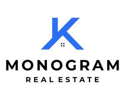 K letter monogram real estate building logo design. vector