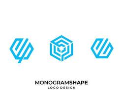 Monogram shape geometric logo design. vector