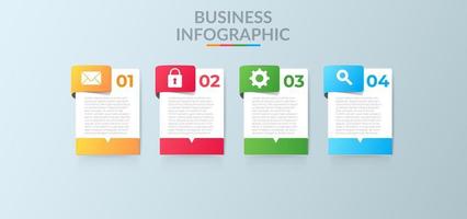 Business Infographic. Modern infographic template. Abstract diagram with 4 steps, options, parts, or processes. Vector business template for presentation. Creative concept for infographic