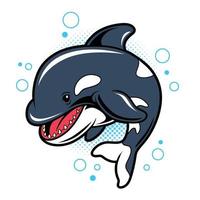 linda caricatura de ballena orca vector