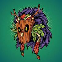 dibujos animados de máscara tiki vector