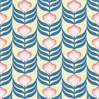 Retro Floral Pattern. 70s Funky Design with Geometric Flowers. Groovy Mid Century scandi Seamless vector texture for fabric design, textile print, wrapping, cover