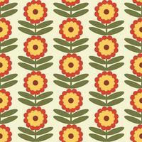 estampado de flores retro. Diseño funky de los años 70 con flores geométricas. maravillosa textura vectorial escandinava de mediados de siglo para el diseño de telas, impresión textil, envoltura, cubierta vector