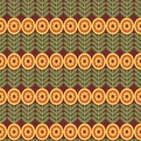 Retro Floral Pattern. 70s Funky Design with Geometric Flowers. Groovy Mid Century scandi Seamless vector texture for fabric design, textile print, wrapping, cover