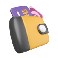 billetera, 3d, ilustración, icono png