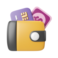 billetera, 3d, ilustración, icono png