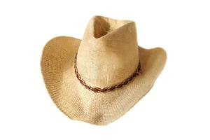 sombrero de paja de verano aislado sobre fondo blanco. sombrero de hombre foto