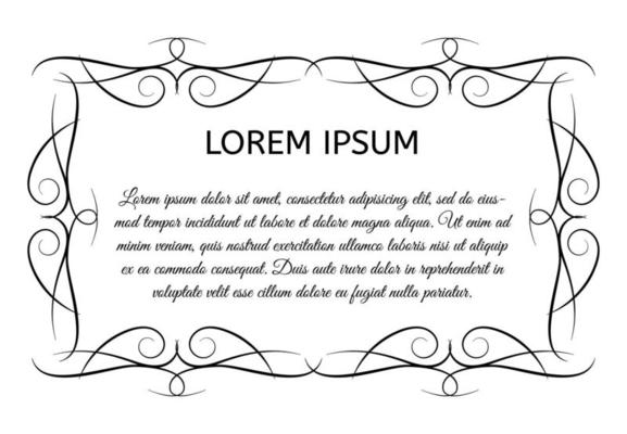Decorative vintage horizontal frame with the place for your text in center. Vintage ornament greeting card template. Vector illustration.
