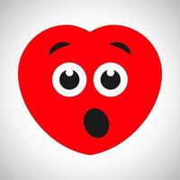 Surprised cartoon heart with open mouth. Symbol of Love. Vector illustration