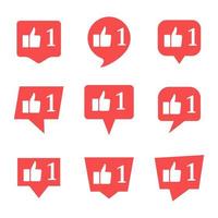 Set of nine notifications in social media with like. Vector illustration.