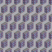 Isometric building seamless pattern. Urban architecture concept background. City buildings in isometric style. Vector illustration.