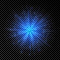 Light effect of lens flares. Blue glowing lights starburst effects with sparkles vector