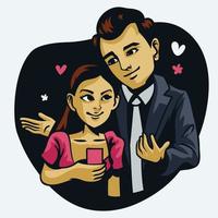 sweet and funny couple pose valentine day vector