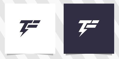 letter tf ft with thunder bolt logo design vector