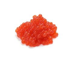 bunch of fresh red caviar isolated on white background. Delicious and healthy snack photo