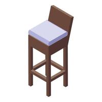 vector isométrico de icono de taburete textil suave. asiento de mueble