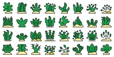 Algae icons set vector flat