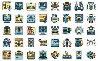 Hacker attack icons set vector flat