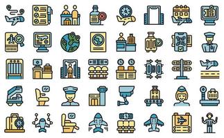 Check in airport icons set vector flat