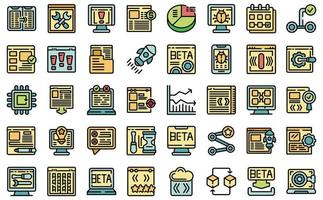 Beta version icons set vector flat