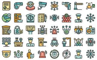 Security guard icons set vector flat